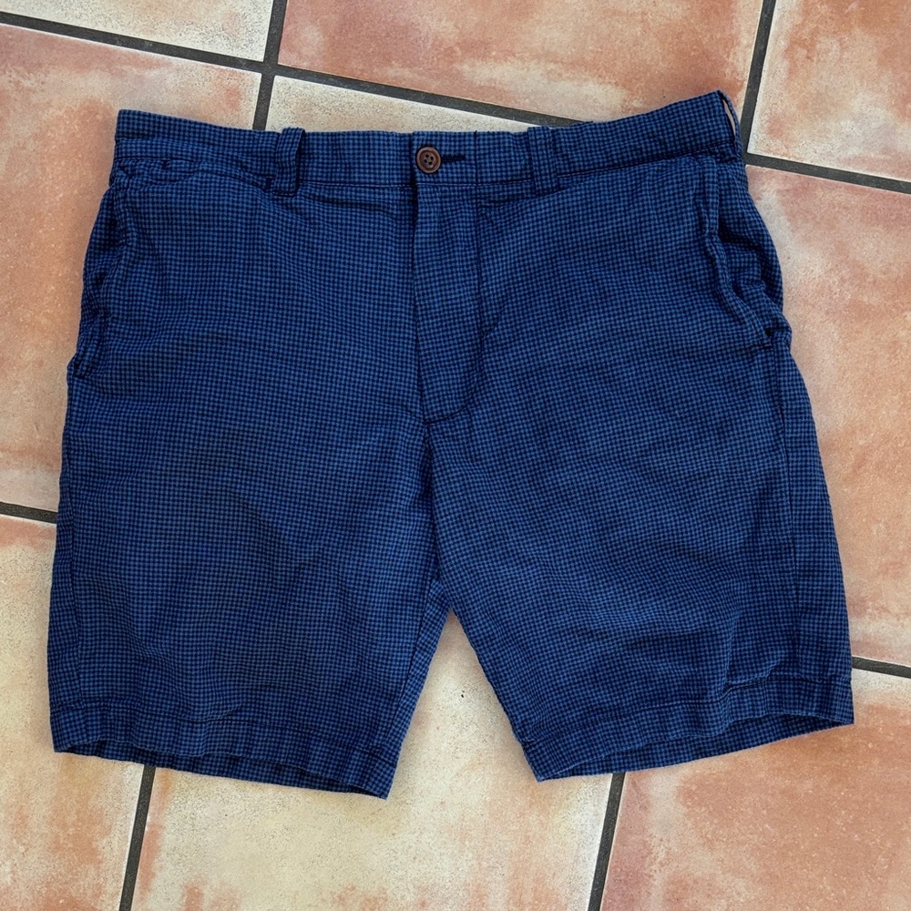 J. Crew Navy Checkered linen shorts